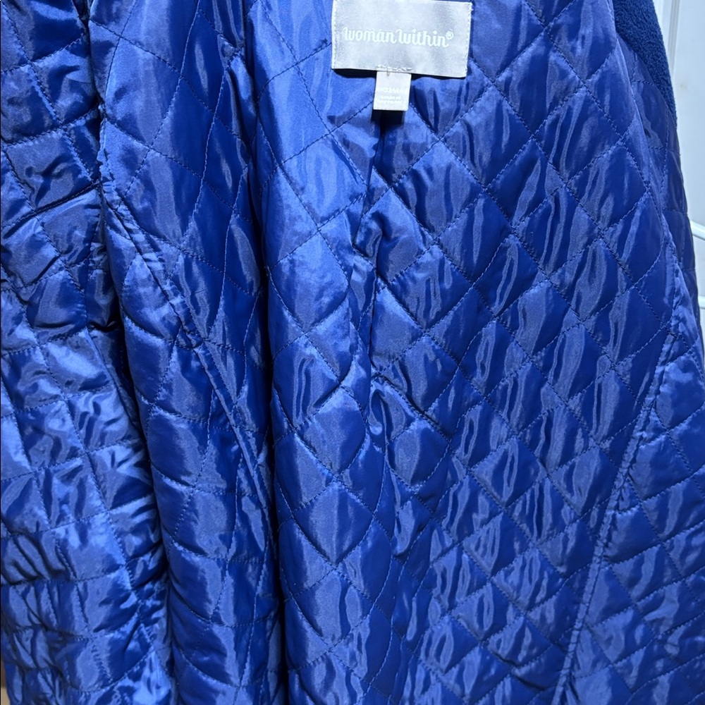 Woman Within Blue Double-Breasted Coat - Picture 2 of 3